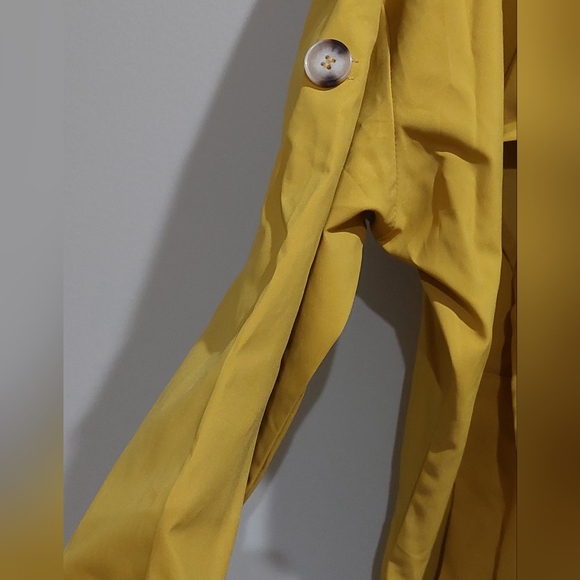 Madison Jacket Mustard Yellow L open Front Roll Tab Sleeve Nautical Lagenlook - Picture 3 of 6